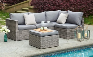 Outdoor Rattan-Effect Sofa Set with Rain Cover