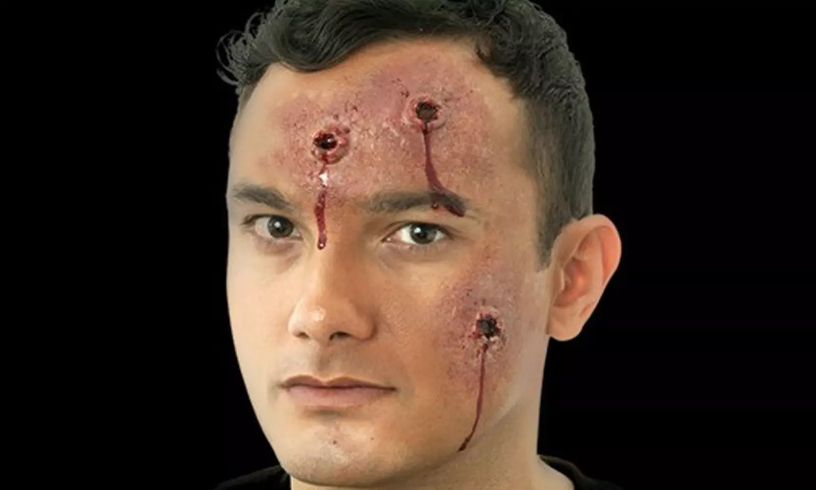 Kit de maquillage Halloween pour le visage avec tatouages effet impact de balle - Primary Image