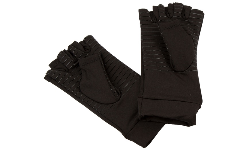 Image 2: 1 of 2 paar koperen compressie handschoenen