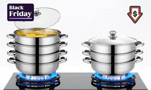 Three-Tier Stainless Steel Steamer Pot