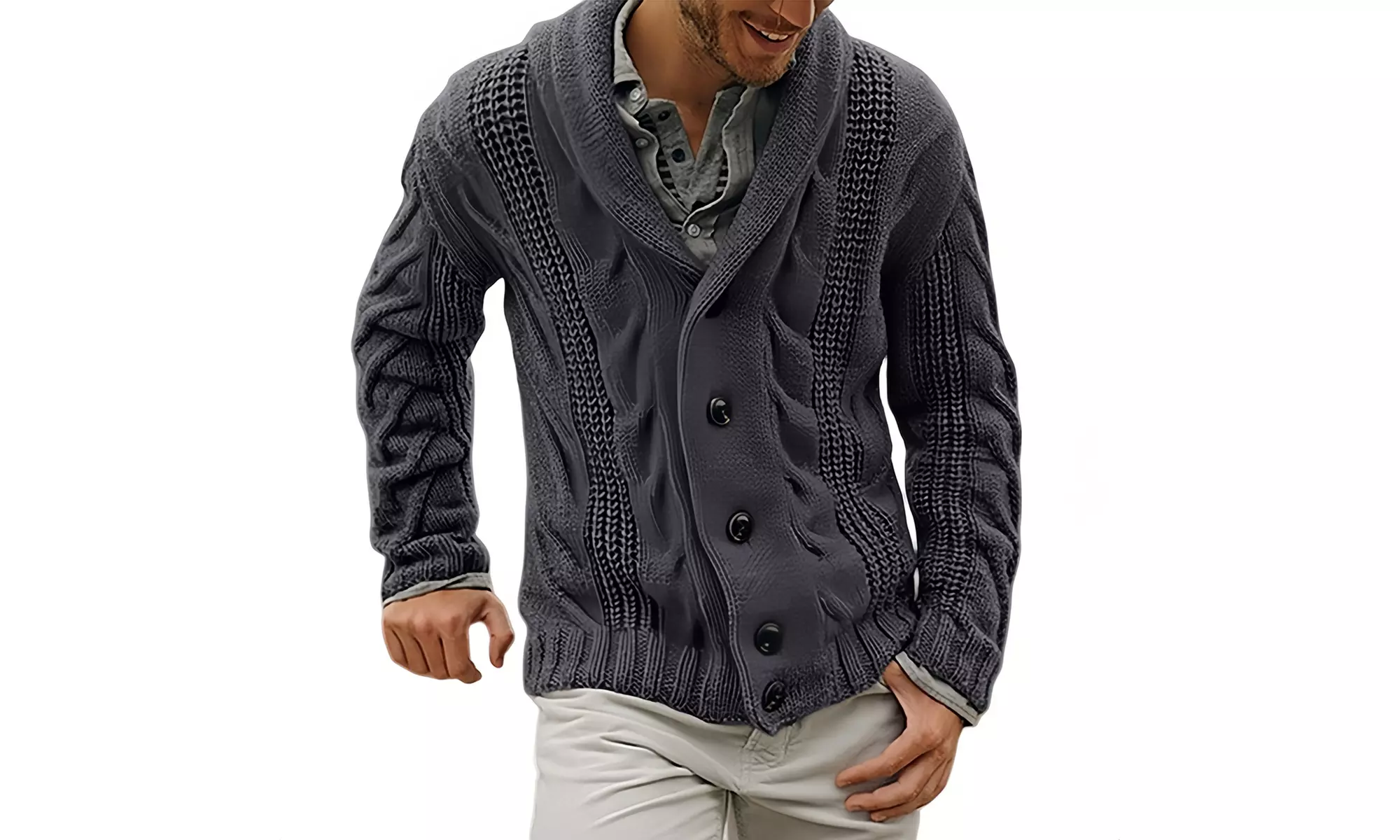 Maglione con rever da uomo stile knitwear