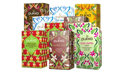 Fino a 12 confezioni di tè e tisane bio Pukka disponibili in varie tipologie