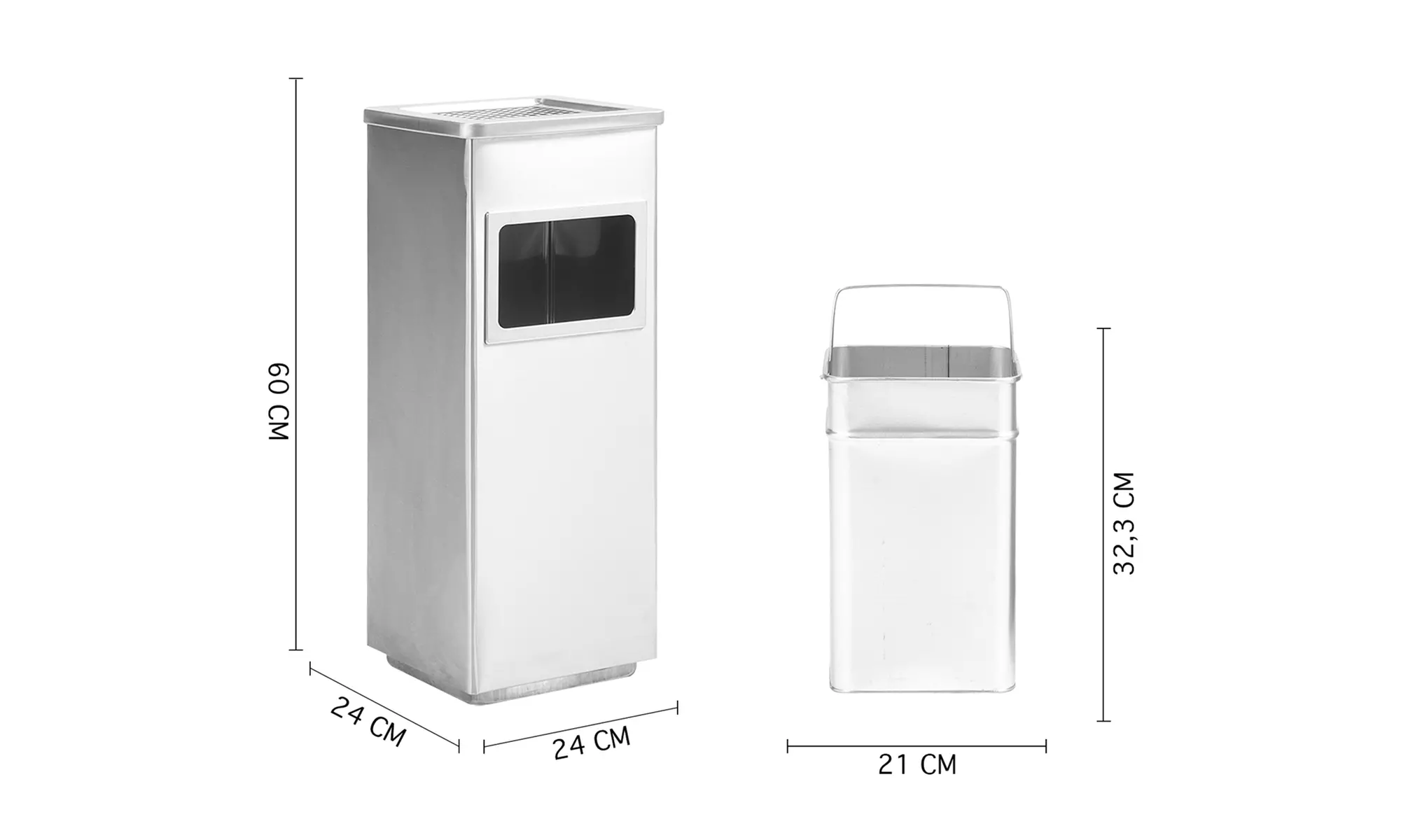 Posacenere cestino in acciaio 2 in 1