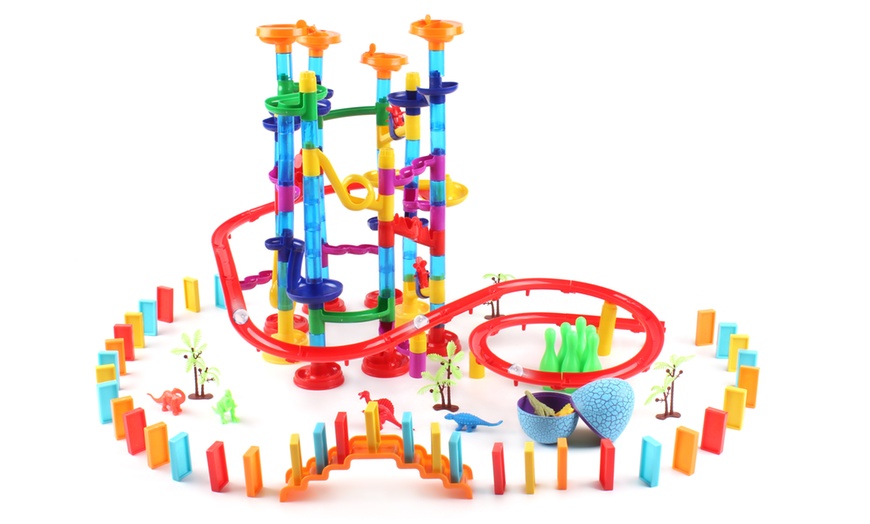 Image 1: Dino Marble Run with Dominoes