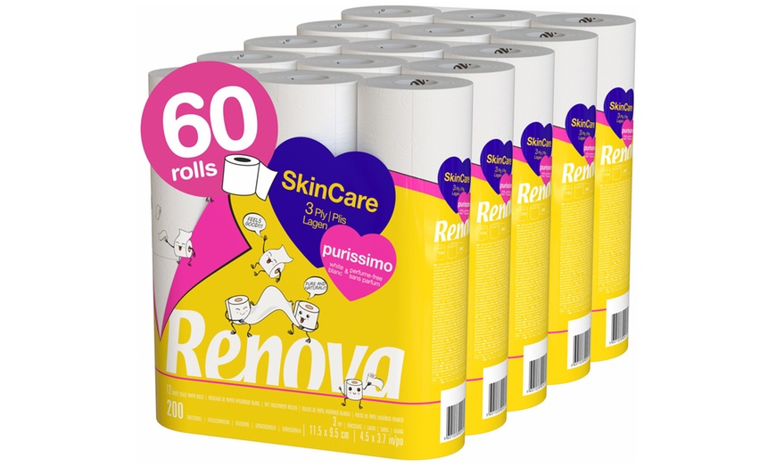 Image 2: 60 or 120 Rolls of Renova Skin Care Purissimo Soft 3-Ply Toilet Paper