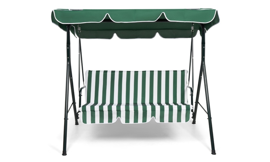 Image 3: Three-Seater Outdoor Swing Bench with Canopy