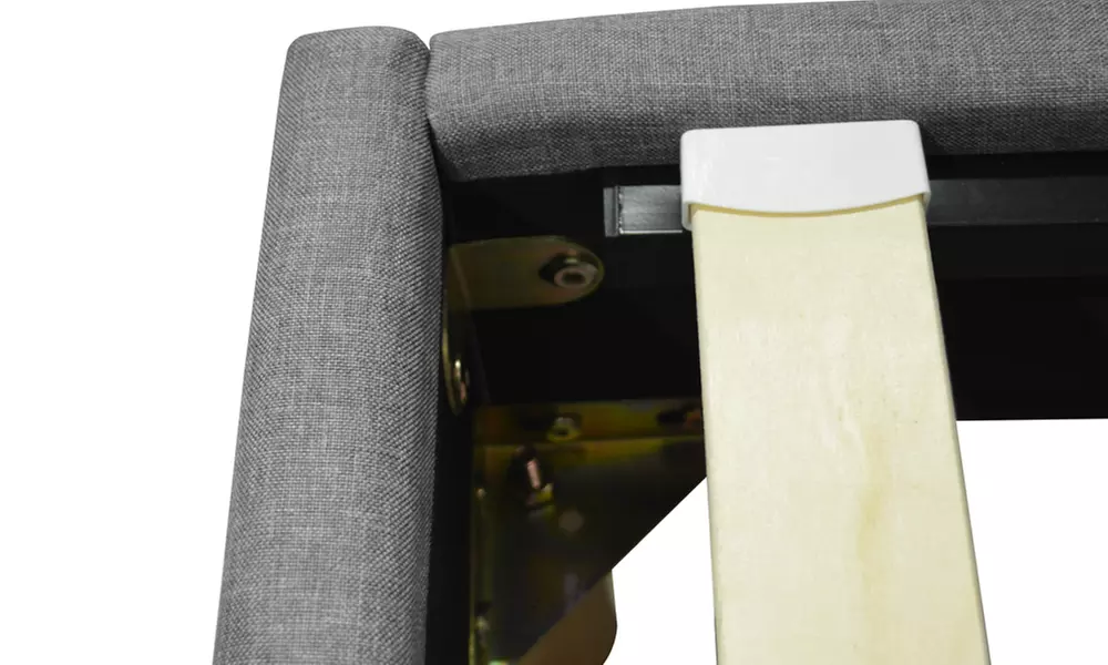 Lit "Miami" en tissu, pieds inclus et arrêt matelas et lattes, Sampur