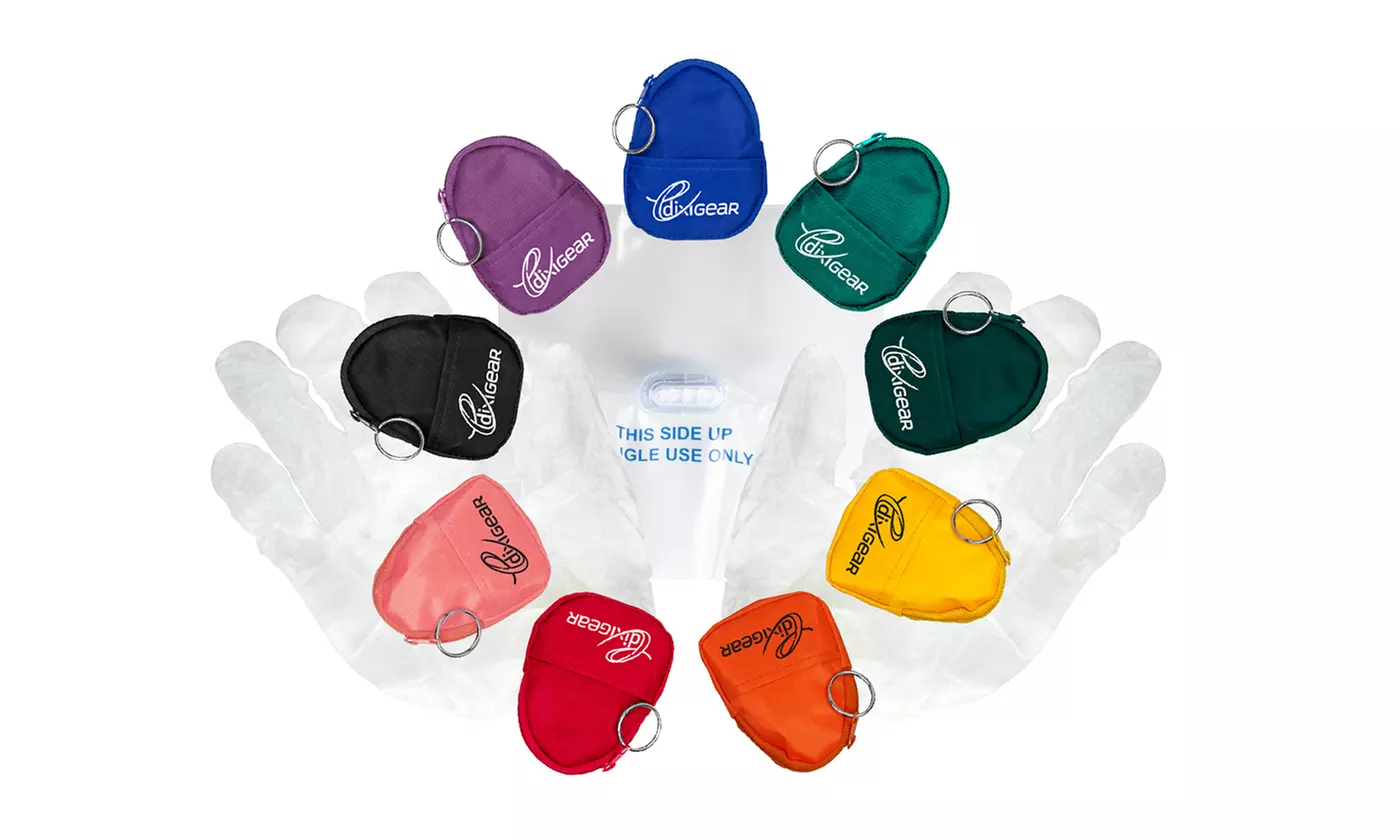 3-Pack of Mini Keychain Backpacks with CPR Masks and Medical Gloves - Primary Image