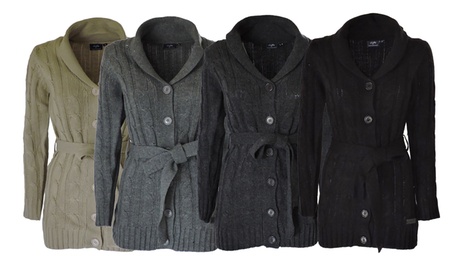 Maglione con bottoni e cintura inclusa Lotto disponibile in 4 taglie e 4 colori