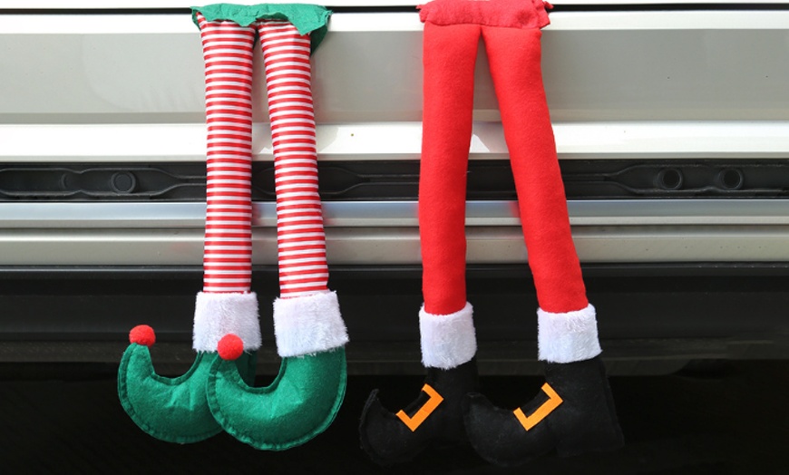 Image 1: One or Two Christmas Elf Legs Decorations