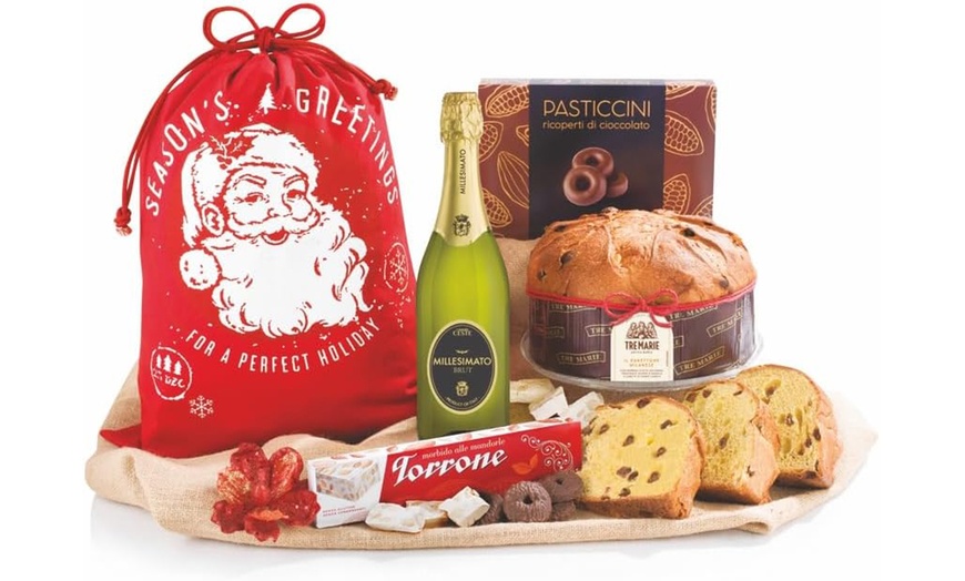 Image 2: Sacco Santa Claus con pandori, panettoni e delizie gastronomiche