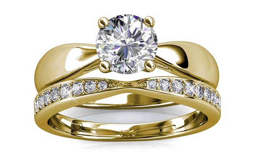 Image 5: Bague double Prestige avec cristaux autrichiens