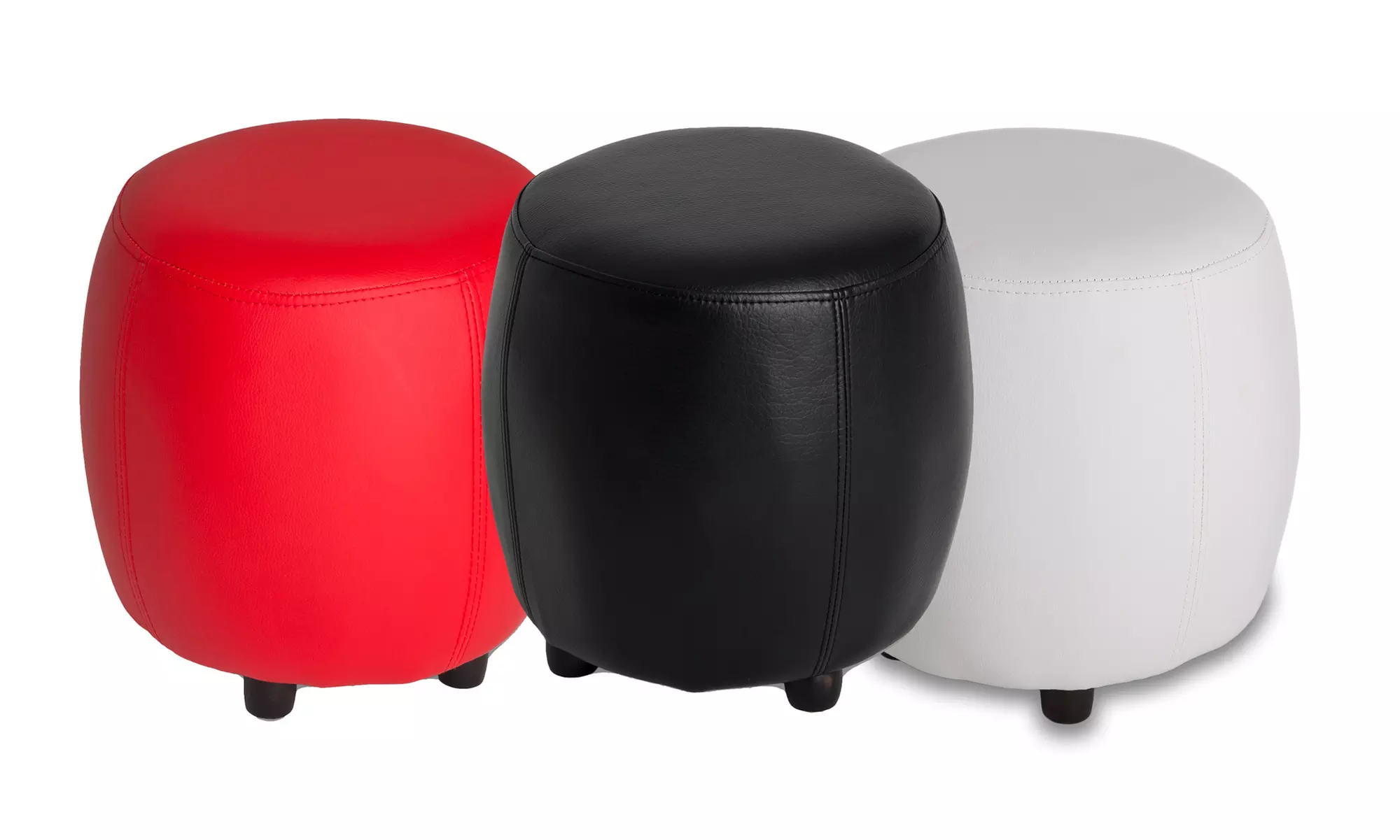 Lot de 2 Poufs Ronds en Simili-cuir - Primary Image