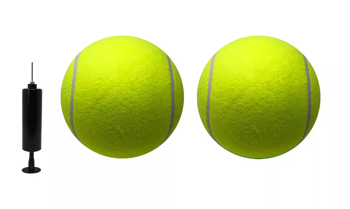 Waloo Pets 8" Tennis Ball with Pump (1- or 2-Pack) - Second Medium