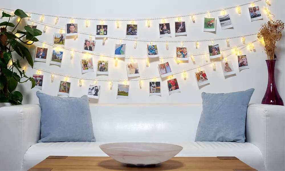 1 ou 2 guirlandes avec 10 ou 40 mini pinces pour photos avec lumières LED de GloBrite - Primary Image