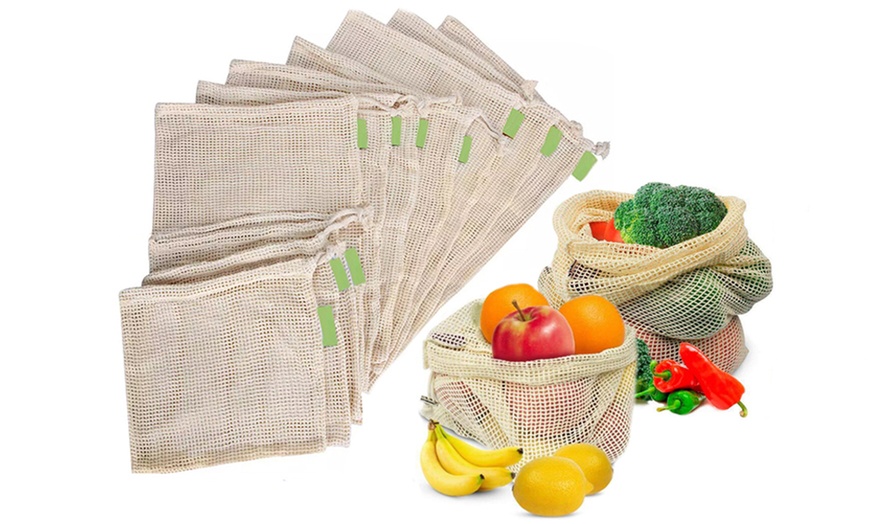 Image 1: Reusable Cotton Grocery Bags