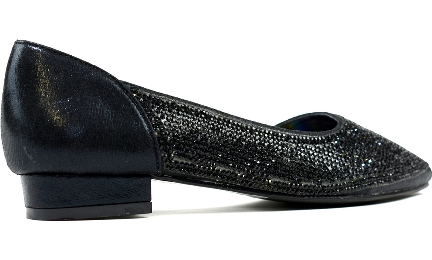 Image 3: Women's Slip-On Round Toe Crystal Diamante Shoes