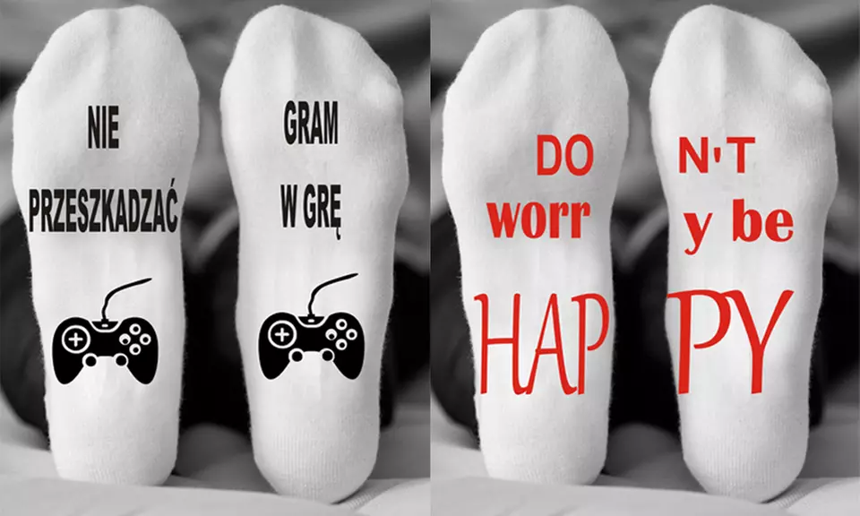 Bawełniane skarpetki ze śmiesznymi napisami od 15,99 zł w All4YouOnline (do -54%) - Primary Image