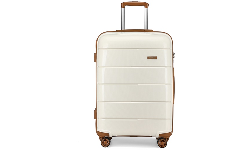 Image 5: One or Three Classic Cream and Tan Hard Shell Suitcases with Lock