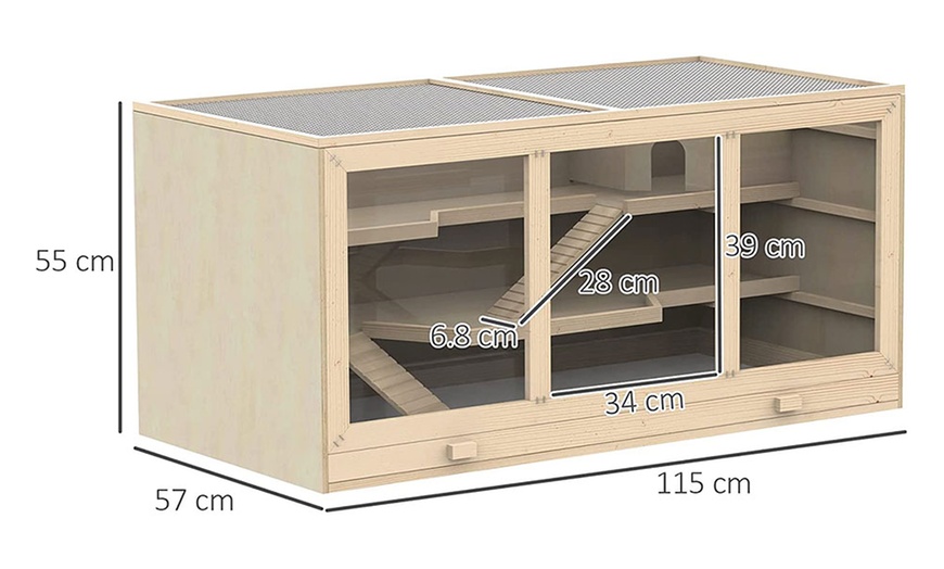 Image 7: Pawhut Wooden Hamster Cage