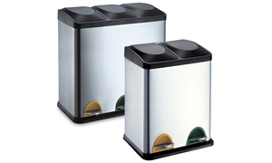 Two- or Three-Compartment Stainless Steel Recycling Pedal Bin