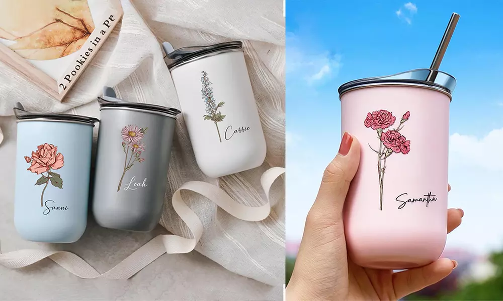 Personalisierbare Flasche oder Trinkbecher mit Text