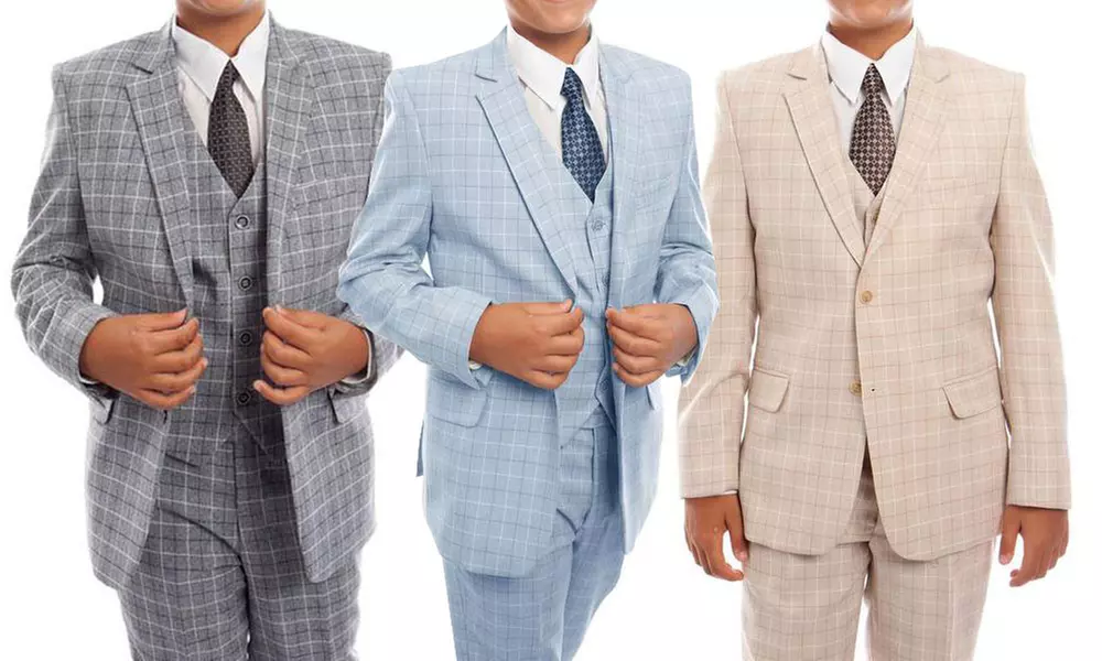 Tazio Boys Plaid Suit (5-Piece Set) - Primary Image