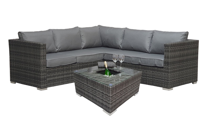 Image 2: Rattan Effect Corner Sofa Set