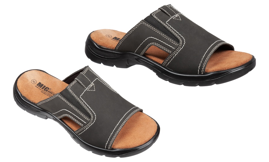 Image 11: Men's Slip-On Leather Sandals