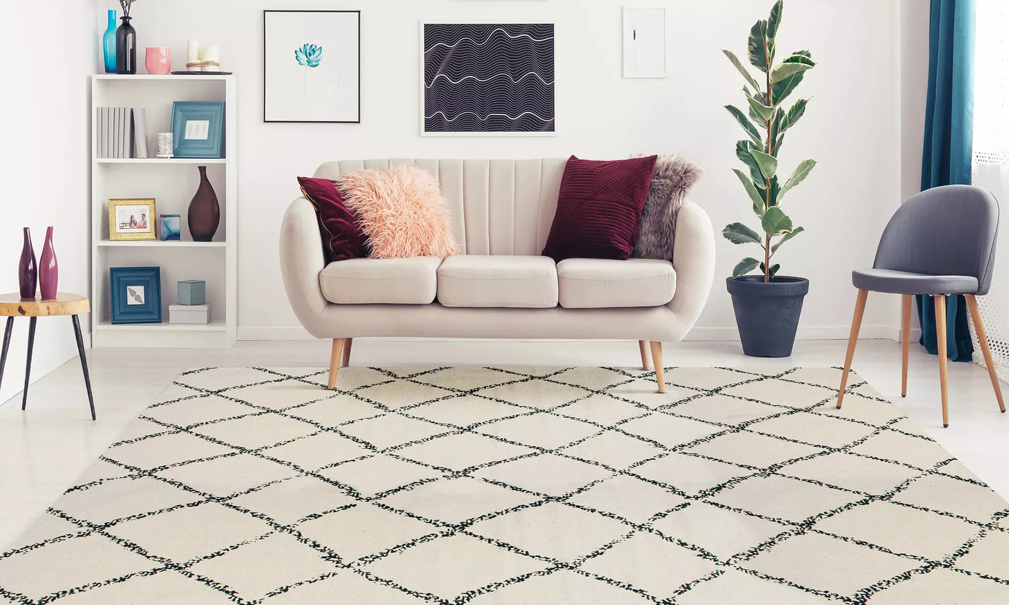 Tapis à impressions berbères, 100% coton - Primary Image