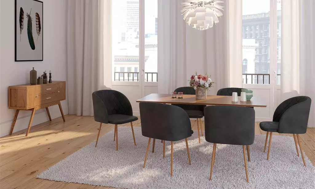 Jusqu'à 6 chaises scandinaves en velours Hester, Livraison offerte - Primary Image