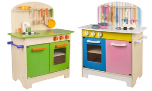  Kids' Wooden 25-Piece Kitchen Play Set with Accessories 