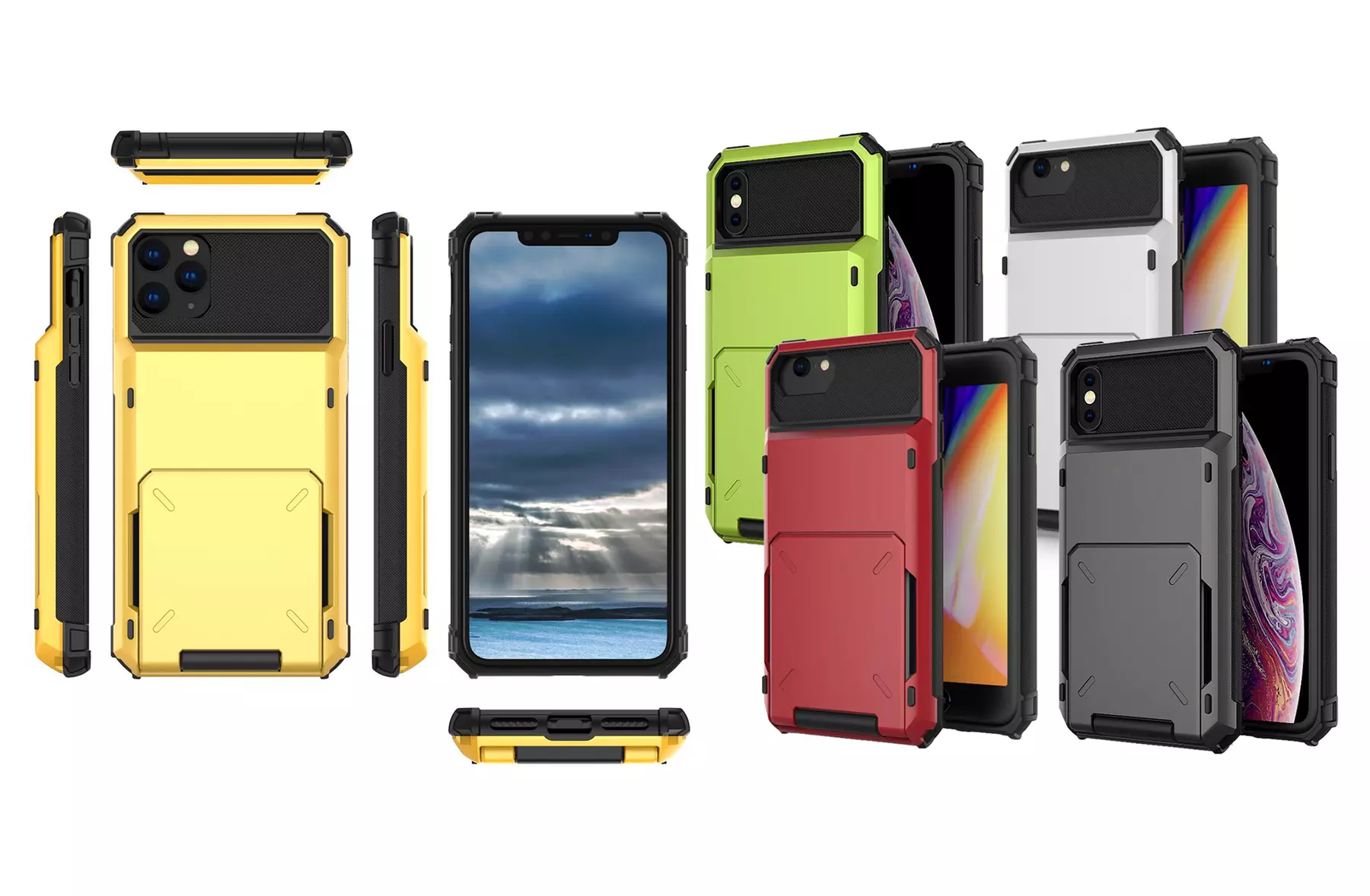 Double-Layer Protective iPhone Case with Card Slot