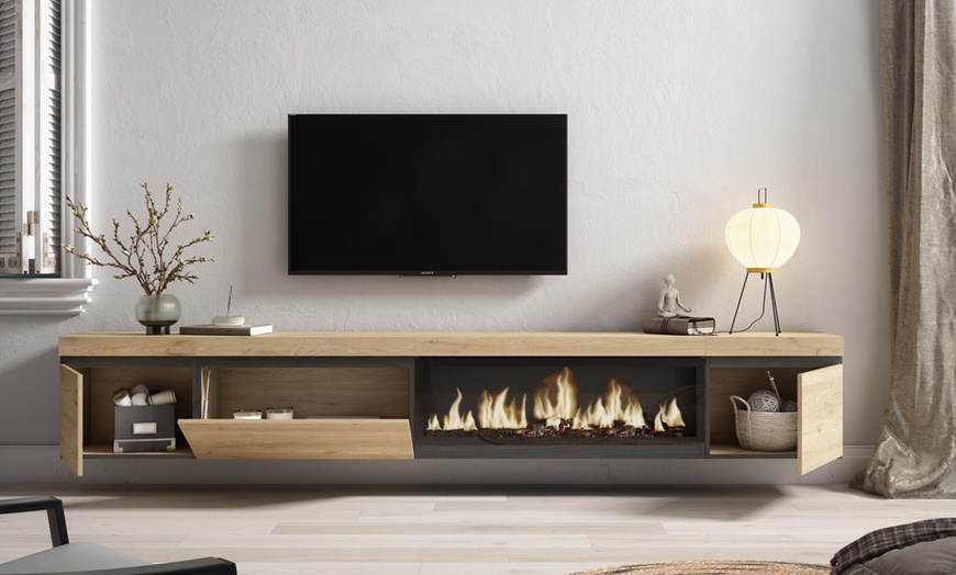 Image 7: Mueble TV '' Cozy'' con Chimenea Eléctrica XXL opcional y almacenaje