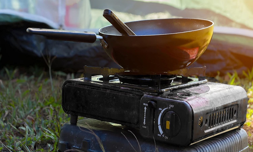 Image 2: Portable Camping Stove with Cary Case and Butane Gas Canisters