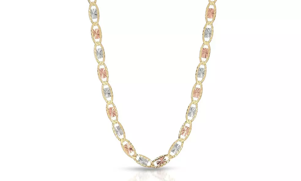 14K Gold 2.5MM 3 Tone Diamond-Cut Valentino Chain Necklace by Moricci - Primary Image