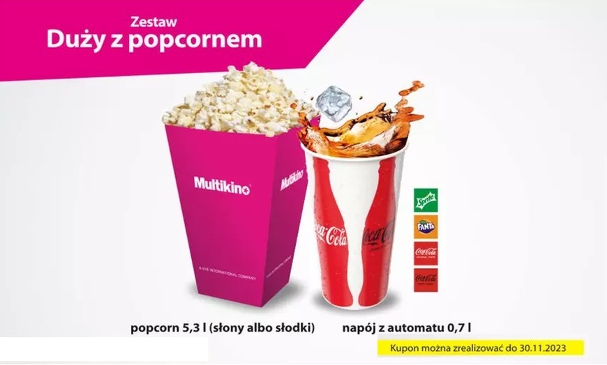 Image 4: Zestawy barowe: napój z popcornem lub nachosami dla 1 lub 2 osób