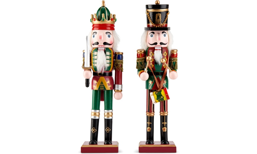 Image 2: Two, Four or Eight Standing Traditional Wooden Nutcracker Ornaments
