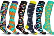 DCF Pop Print Knee-High Compression Sock Collection (3- or 6-Pack) - Second Medium