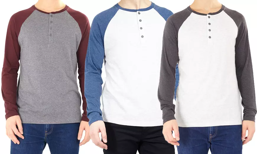 Image 1: Heren raglan top met ronde hals
