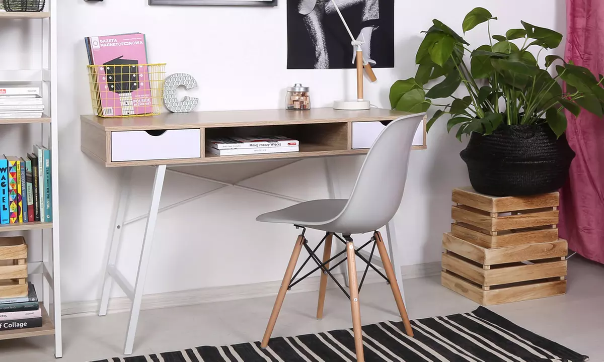 Bureau Gavle chêne sonoma et mat blanc - Primary Image