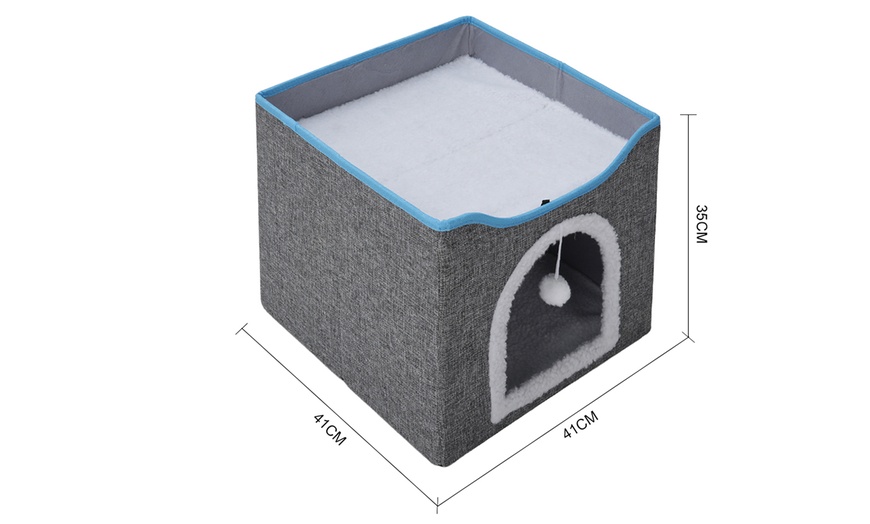 Image 25: Multifunctional Foldable Cat Bed with Scratching Pad 