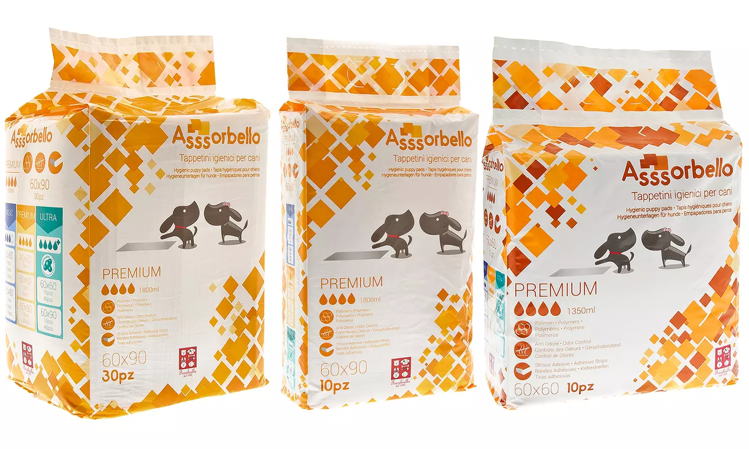 Fino a 225 tappetini igienici Premium Ferribiella con polimeri attivi ad alto assorbimento disponibili in 3 misure - Primary Image