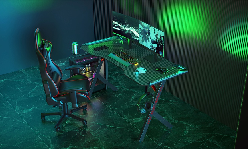 Image 1: Neo Gaming Desk with LED Lights