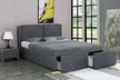 Lit coffre à tiroir matelassé de tissu lin avec matelas au choix en option, livraison offerte - Second Medium