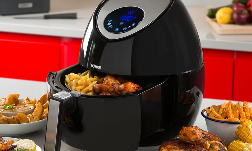 Image 1: 5.5L Tower Digital Air Fryer