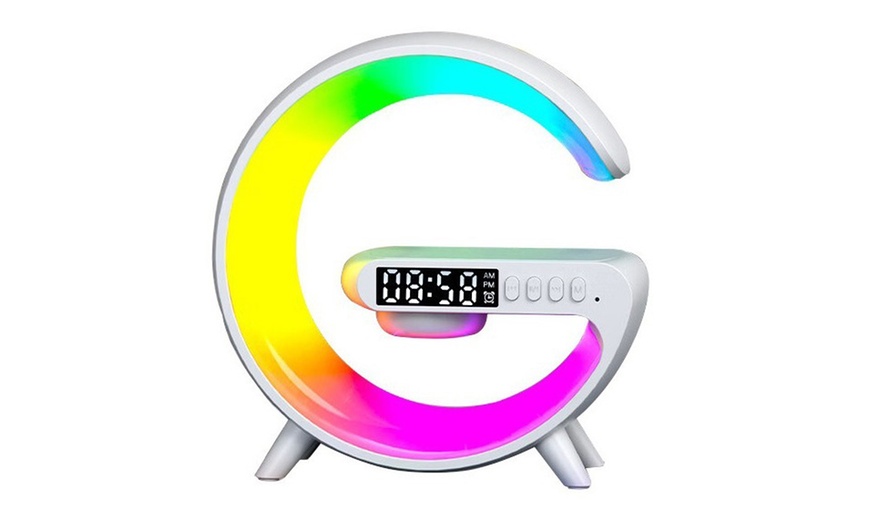 Image 5: Smart LED Lamp G Bluetooth Speaker Wireless Charger Light Alarm Clock