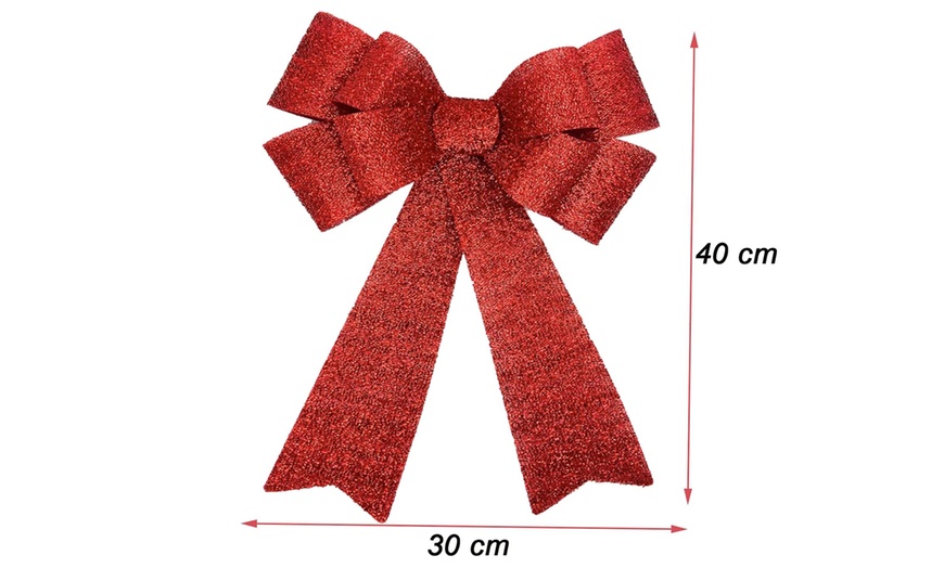 Image 3: Large Bows Christmas Tree Decoration with 30 Warm LED Lights 