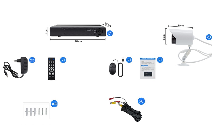 Image 4: Set di 8 videocamere per videosorveglianza 