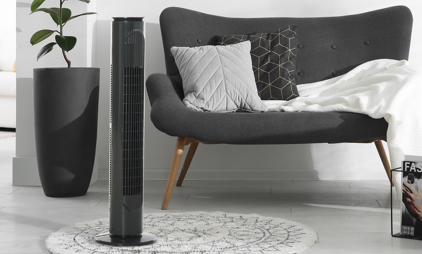 Image 2: HomCom Freestanding Tower Oscillation Fan